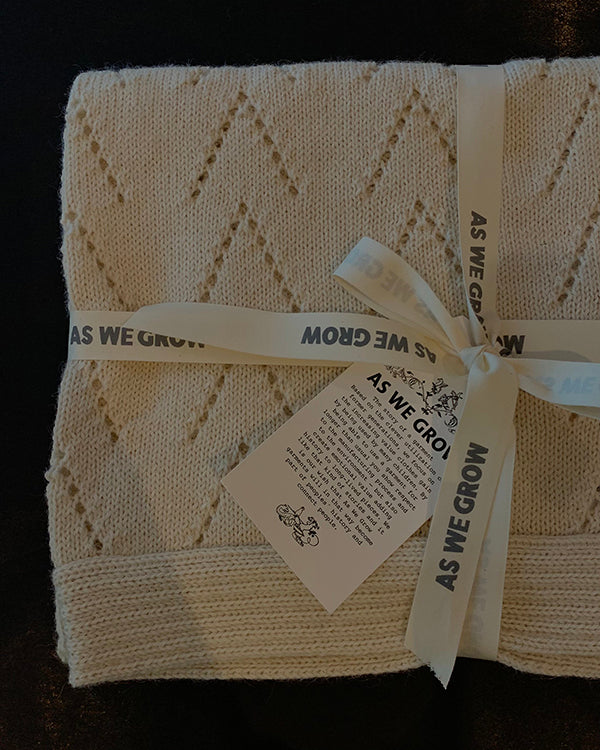 Lace Front Pointelle Blanket - 100x70 cm - Cream