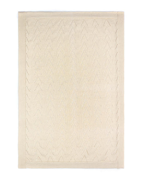 Lace Front Pointelle Blanket - 100x70 cm - Cream