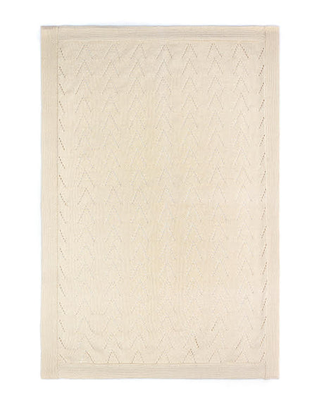 Lace Front Pointelle Blanket - 100x70 cm - Cream